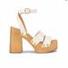 Free People Shoes | Nwot Free People Embossed Wooden Platform Strappy Sandal Women's Size 8 | Color: Cream | Size: 8