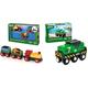 BRIO World 33319 Zug mit Batterielok - Mit beweglichem Kohlewaggon und rotierendem Zementmischer ab 3 Jahren & World 33214 Batterie-Frachtlok - Grüne Batterie-Lok ab 3 Jahren