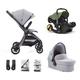 Aylo Pebble Grey Baby Stroller with Carrycot and Desert Green Doona Car Seat - Complete Travel System for both small trips or all-day strolling - Baby to Toddler Pushchair from Birth to 4 Years (22Kg)