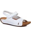 Pavers Ladies Wide Fit Touch-Fasten Sandals - White Size 8