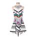 Three of Something Casual Dress - Fit & Flare: White Stripes Dresses - Women's Size 4