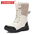 YISHEN-Bottes de neige doublées en peluche pour femmes chaussures à plateforme imperméables bottes