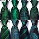 Cravate Paisley en soie verte rayée pour hommes boutons de manchette pratiques Design à la mode