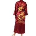 Robe en Satin de soie pour hommes Kimono Yukata broderie traditionnelle bordeaux pour le bain