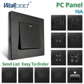 Wallpad – prise murale Usb et interrupteurs panneau PC noir 1/2/3/4 voies 1/2/3 voies Contact