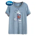 Disney-T-Shirt à Manches Courtes et Col Rond pour Femme Vintage Dessin Animé Souris Lavage à