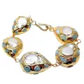 Y · YING – Bracelet portefeuille plaqué or pièce de monnaie blanche naturelle perle d'eau douce