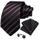 DiBanGu – cravate en soie pour hommes rayée rouge noire longueur de 150cm ensemble de poche