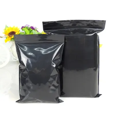 Sac en plastique noir à fermeture éclair sac d'emballage à fermeture éclair sac en plastique PE
