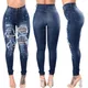 Jean Slim Fit Déchiré Taille Haute pour Femmes Mode Haute Commande Skinny Denim Crayon Pantalon