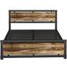 17 Stories Honani Bed Frame w/ Headboard - Strong Steel Slat Support Wood & Metal/Metal in Brown | 40.7 H x 56.7 W x 76.8 D in | Wayfair