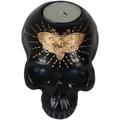 The Holiday Aisle® Black Gothic Evil Skull Skeleton Half Jaw w/ Golden Butterfly | 3.25 H x 4.25 W x 3.25 D in | Wayfair