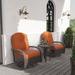 Winston Porter Jeremyh 3 Piece Seating Group w/ Cushions Synthetic Wicker/All - Weather Wicker/Wicker/Rattan in Orange | Outdoor Furniture | Wayfair