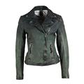 Damen Biker Lederjacke mit Reverskragen und Farbverlauf ombre - GWKandy S22 LAMOV (M, Grün)