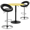 MoNiBloom 3 Piece Bar Table and Chair Set 31.5 Round Cocktail Table and Hydraulic Kitchen Counter Bar Stool for Patio Bistro