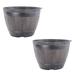 ADVEN Barrel Planter Pot Resin Barrel Flower Pot Plant Container with Drainage Hole for Outdoor or Indoor Decor