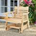 Costway Patio Outdoor Wood Slat Rocking Chair Porch Rocker Curved Seat 330 Lbs Natural