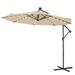Unique Choice 10 Ft Solar LED Patio Offset Hanging Umbrella Outdoor Market Umbrella with 32 LED Lights and Crank System Tan
