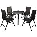 Andoer 5 Piece Outdoor Dining Set with Folding Chairs Aluminium Black