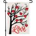 JOOCAR Valentine s Day Garden Flags Heart Tree Love 12x18 Inches Double Sided Garden Flags for Outdoor Garden Holiday Yard Decoration