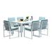 Outdoor Patio Dining Set of 7 with 60 Aluminum Rectangular Dining Table and 6 Armrest Chairs White