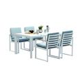 Outdoor Patio Dining Set of 5 with 60 Aluminum Rectangular Dining Table and 4 Armrest Chairs White