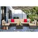 Sobaniilo 7 Piece Patio Furniture Sets All Weather PE Wicker Outdoor Conversation Sectional Sofa Set with Cushion and Pillow (Beige)