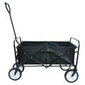 Kumix Wagon Cart Collapsible Wagon with Push Bar Beach Wagon for Sand with Big Wheels Heavy Duty Foldable Wagons for Kids Garden Utility Wagon Beach Cart for Camping Shopping Black