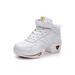 Woobling Women Dance Shoes Thick Soled Sneakers Platform Jazz Shoe Square Casual Split Sole Breathable White 6.5
