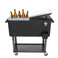 SalonMore 80QT Rolling Spray Iron Cooler Cart Ice Bee Chest Patio Warm Shelf Black