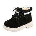nsendm Little Girls Tennis Shoes Lace Girls Toddler Warm Short Booties Boots Baby Boys Ankle 7t Shoes Girls Shoes Black 3.5 Years