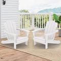 2 Pieces Outdoor Patio Plastic Folding Adirondack Chair Set White