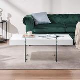 ivinta Rectangle High Gloss Mid-century Modern Coffee Table with Tempered Glass Legs