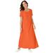 Plus Size Women's Stretch Cotton T-Shirt Maxi Dress by Jessica London in Orange (Size 24)
