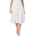 Plus Size Women's Button-Front Gauze Midi Skirt by Jessica London in White (Size 14 W)