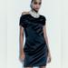 Zara Dresses | Nwt Zara Asymmetrical Black Satin Effect Dress | Color: Black | Size: Xs