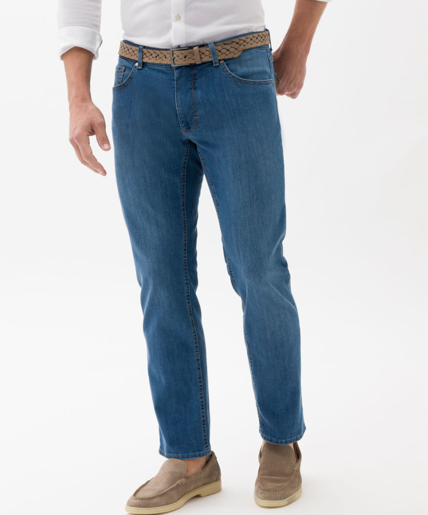5-Pocket-Jeans BRAX "Style COOPER DENIM", Herren, Gr. 40, Länge 36, blau (hellblau), Denim/Jeans, 76% Baumwolle, 22% Lyocell, 2% Elasthan, regular fit, Jeans Image