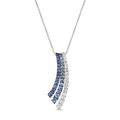 3/4 Carat White and Blue Sapphire Curved Triple Row Pendant Necklace for Women in 14k White Gold on 18 Inch Long Chain with Lobster Claw Clasp by LeVian, Metal, Sapphire