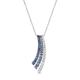 3/4 Carat White and Blue Sapphire Curved Triple Row Pendant Necklace for Women in 14k White Gold on 18 Inch Long Chain with Lobster Claw Clasp by LeVian, Metal, Sapphire