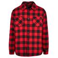 Langarmhemd URBAN CLASSICS "Herren Padded Check Flannel Shirt" Gr. 4XL, US-Größen, schwarz (black, red) Herren Hemden Langarm
