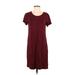 C&C California Casual Dress - Shift: Burgundy Solid Dresses - Women's Size Small