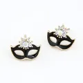 Boucles d'oreilles masque boucles d'oreilles en cristal émail noir et blanc pour femmes