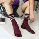 Chaussettes à orteils pour hommes 100 coton chaussettes d'été à cinq doigts rayé contraste