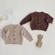Manteau Cardigan tricoté à manches longues pour bébés garçons et filles de 0 à 3 ans printemps