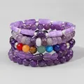 Bracelet de perles en pierre de Quartz améthystes naturelles violettes Bracelets de guérison en