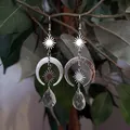 Sun & Moon Earrings Crescent Moon Celestial Earrings Witchy Statement Earrings Pagan