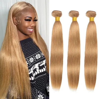 HairUGo-Extensions de cheveux humains blond miel tissage de cheveux Remy pré-colorés faisceaux