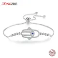 TONGZHE – Bracelet mauvais œil en argent Sterling 925 pour hommes breloque main de fatma Hamsa