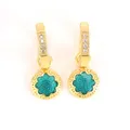 Boucles d'oreilles en or jaune 14 carats avec pierres précieuses de topaze bleue naturelle pour