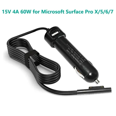 Chargeur de voiture pour ordinateur portable avec port USB adaptateur CC Microsoft Surface Pro X